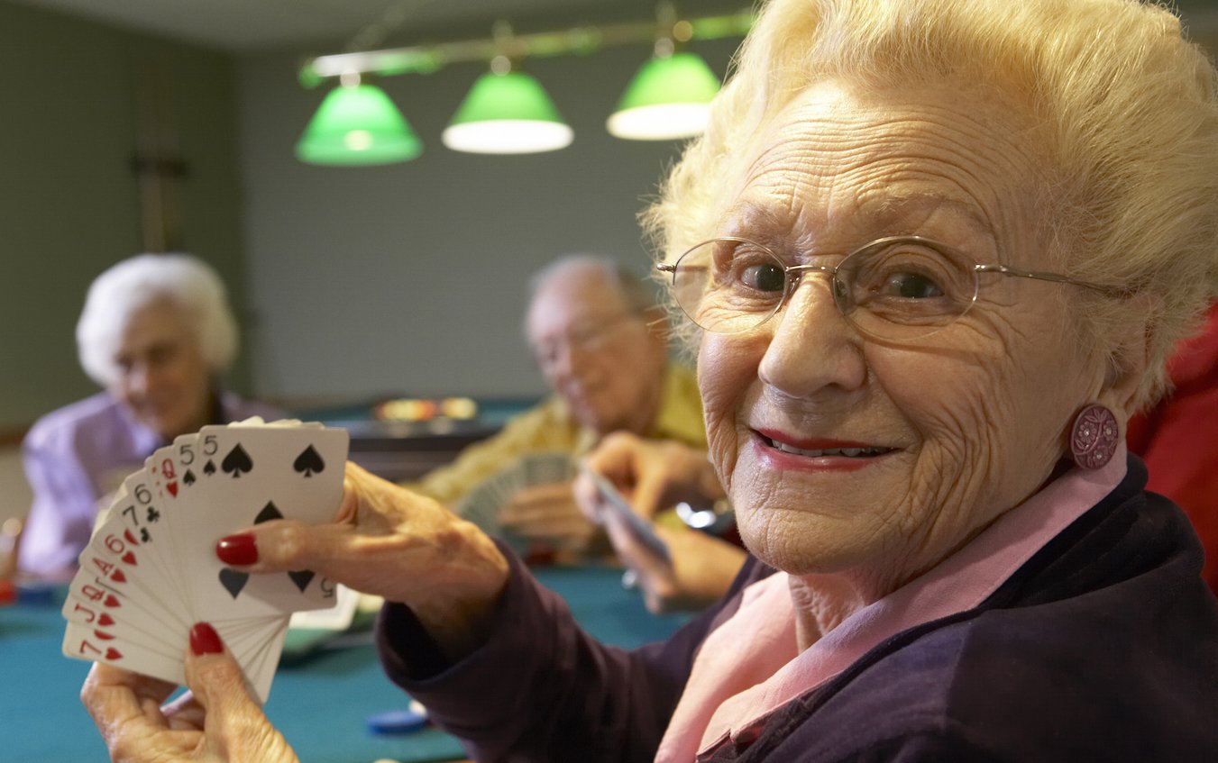 Seniors play cards