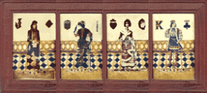 Wood Framed Antique Playing Cards Wall Ornament