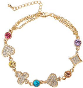 Rhinestone card charm bracelet