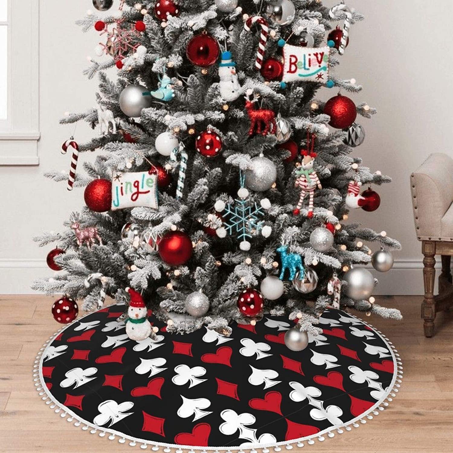 Christmas Tree Skirt Playing Card Motif games bridge poker