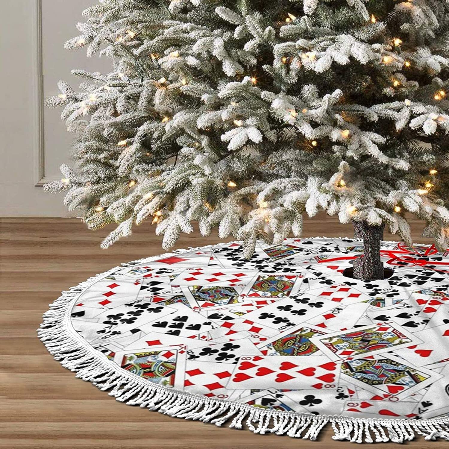 Playing cards Christmas tree skirt