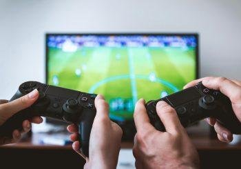 Two people gamng at home