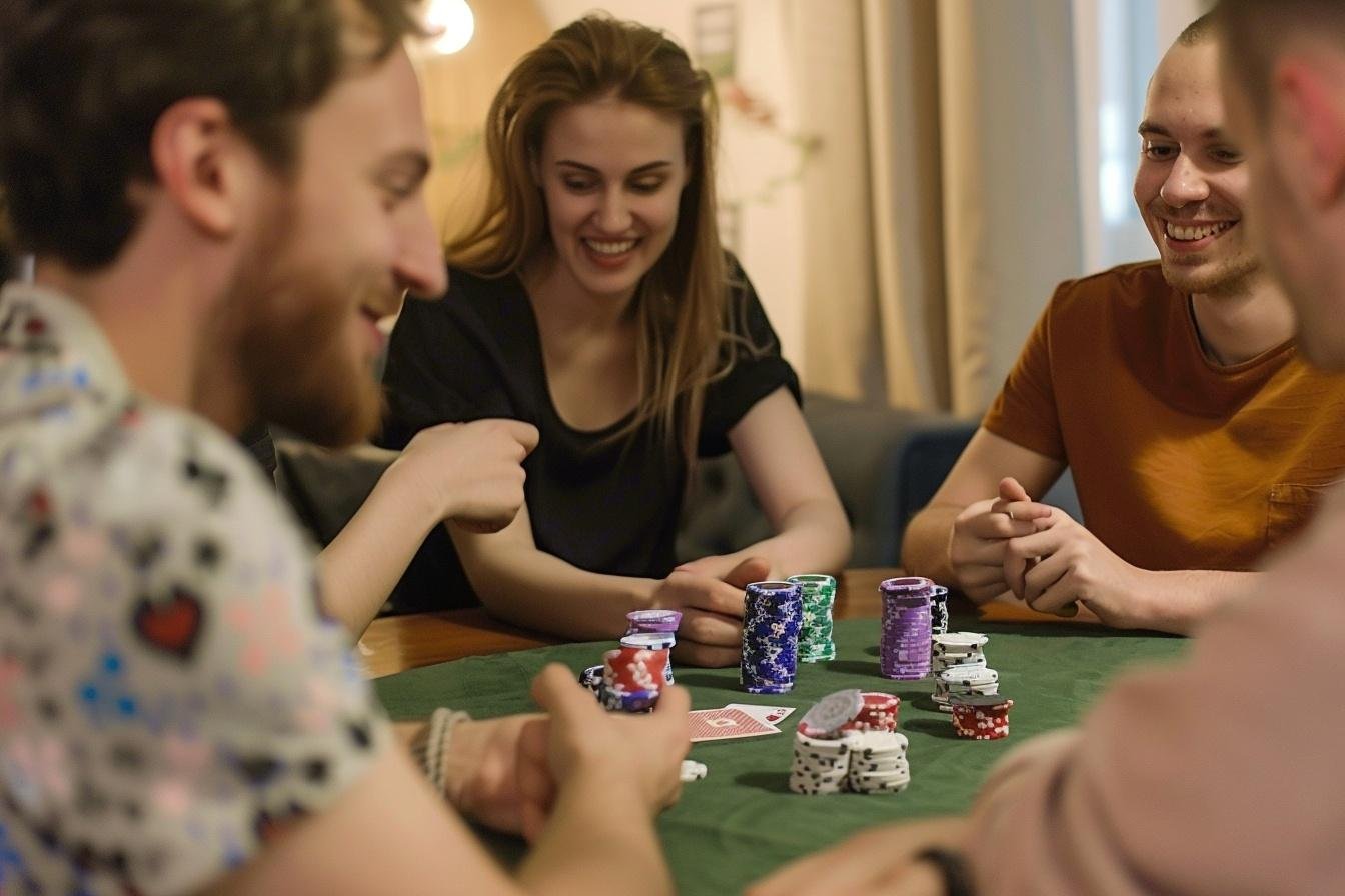 Friends playing poker at home