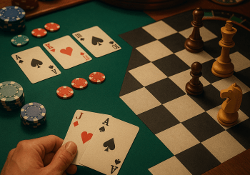 Fun photo of game pieces to illustrate an article titled Beyond the Poker Table: Casino Games That Reward Skill