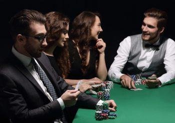Card game players at casino