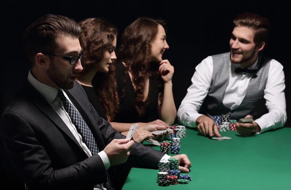 Card game players at casino